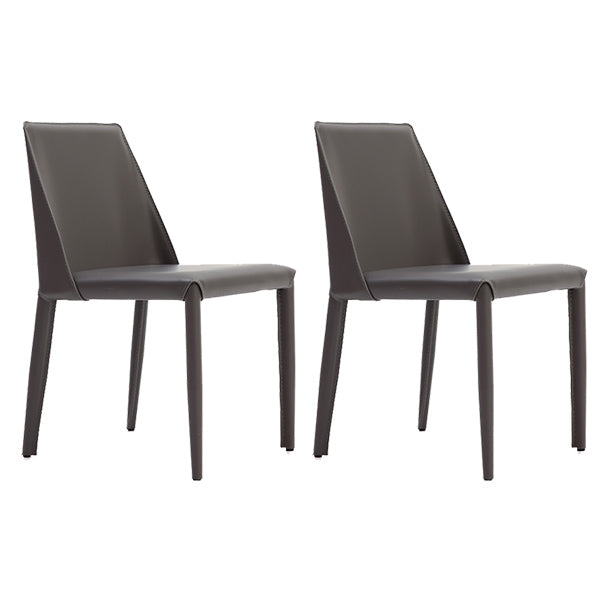 Leather Contemporary Style Chair Home Side Dining Room Chair with Metal Legs
