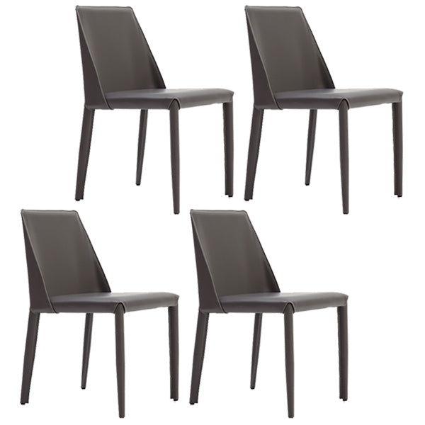 Leather Contemporary Style Chair Home Side Dining Room Chair with Metal Legs