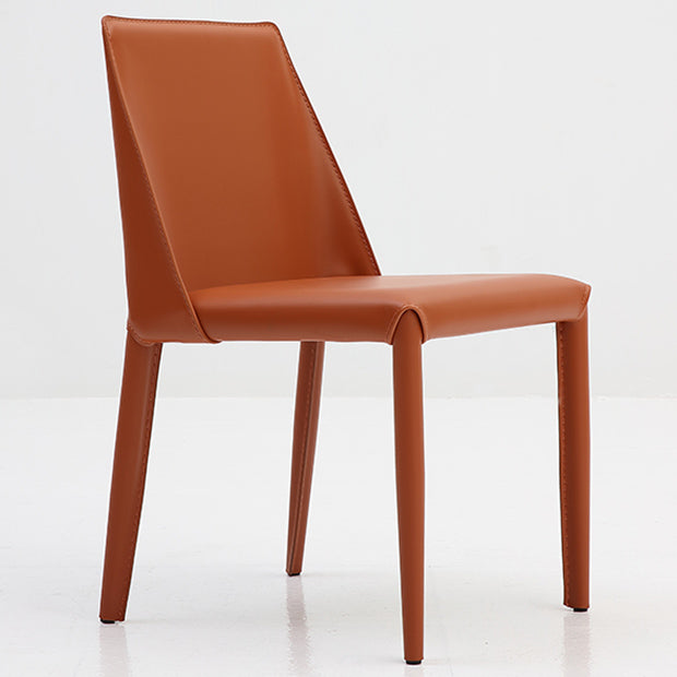 Leather Contemporary Style Chair Home Side Dining Room Chair with Metal Legs