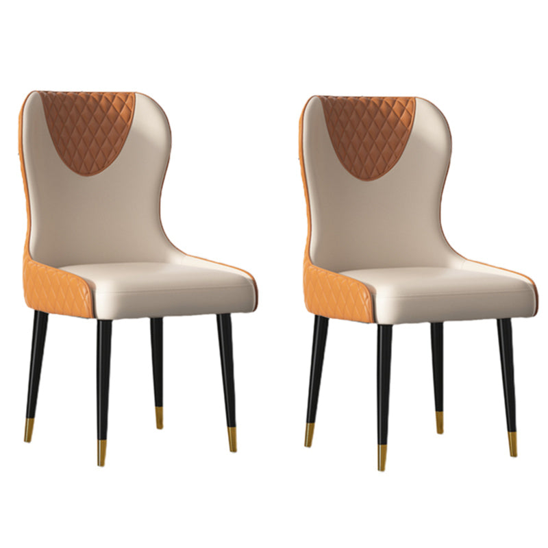 Chaise Parsons sans accoudoirs en cuir de style moderne avec pieds en bois pour la cuisine
