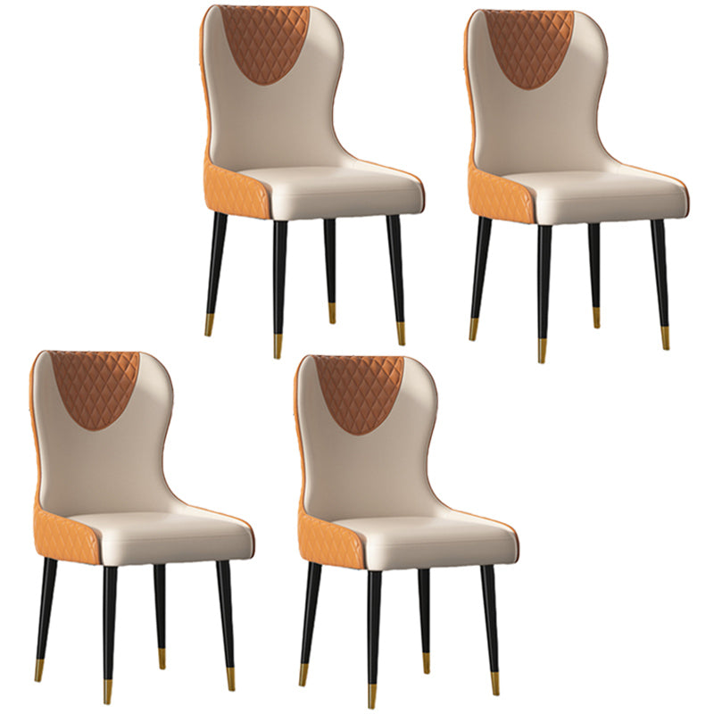 Modern Style Leather Chair Armless Parsons Chair with Wooden Legs for Kitchen