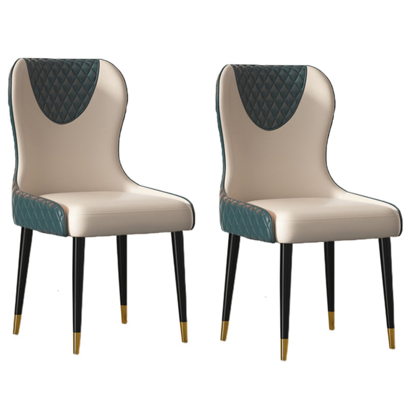 Chaise Parsons sans accoudoirs en cuir de style moderne avec pieds en bois pour la cuisine