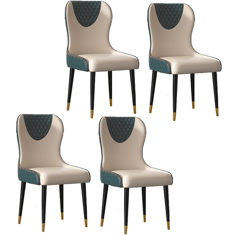 Modern Style Leather Chair Armless Parsons Chair with Wooden Legs for Kitchen
