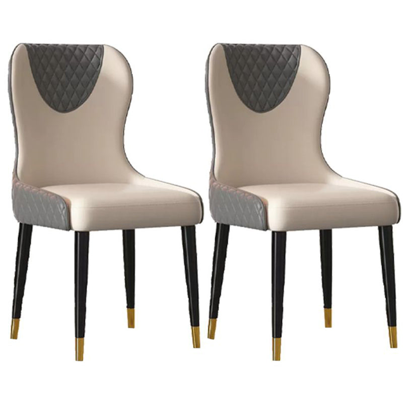 Chaise Parsons sans accoudoirs en cuir de style moderne avec pieds en bois pour la cuisine