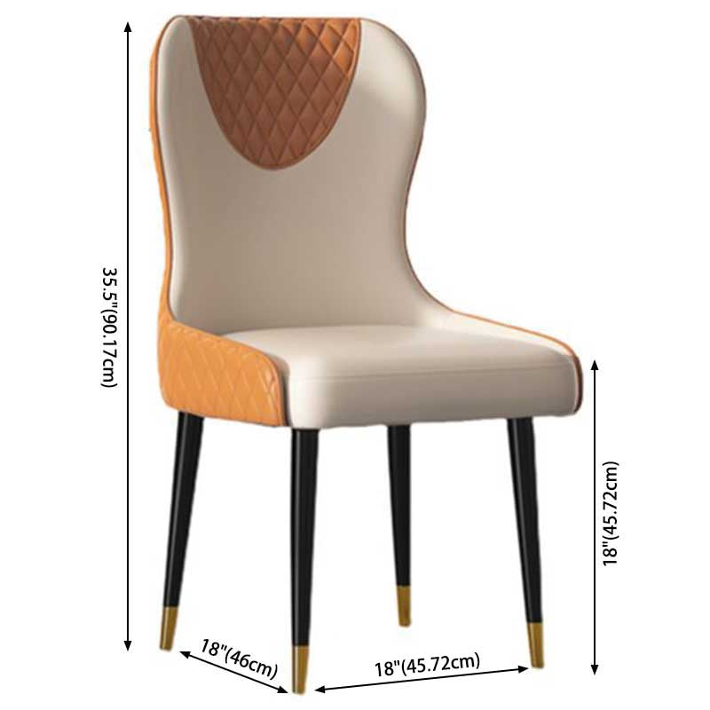 Modern Style Leather Chair Armless Parsons Chair with Wooden Legs for Kitchen