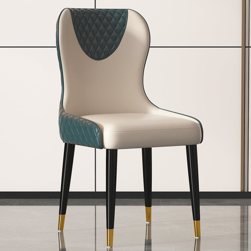 Chaise Parsons sans accoudoirs en cuir de style moderne avec pieds en bois pour la cuisine