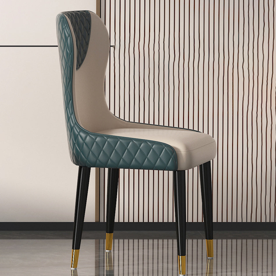 Modern Style Leather Chair Armless Parsons Chair with Wooden Legs for Kitchen