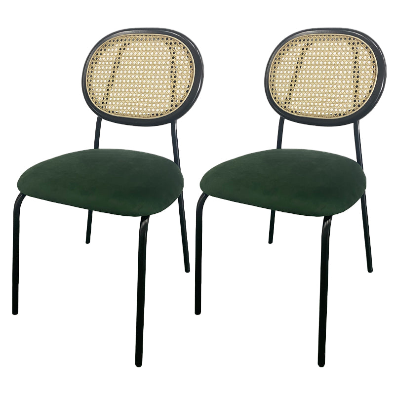 Upholstered Armless Dining Chairs Open Back Side Chair with Metal Legs