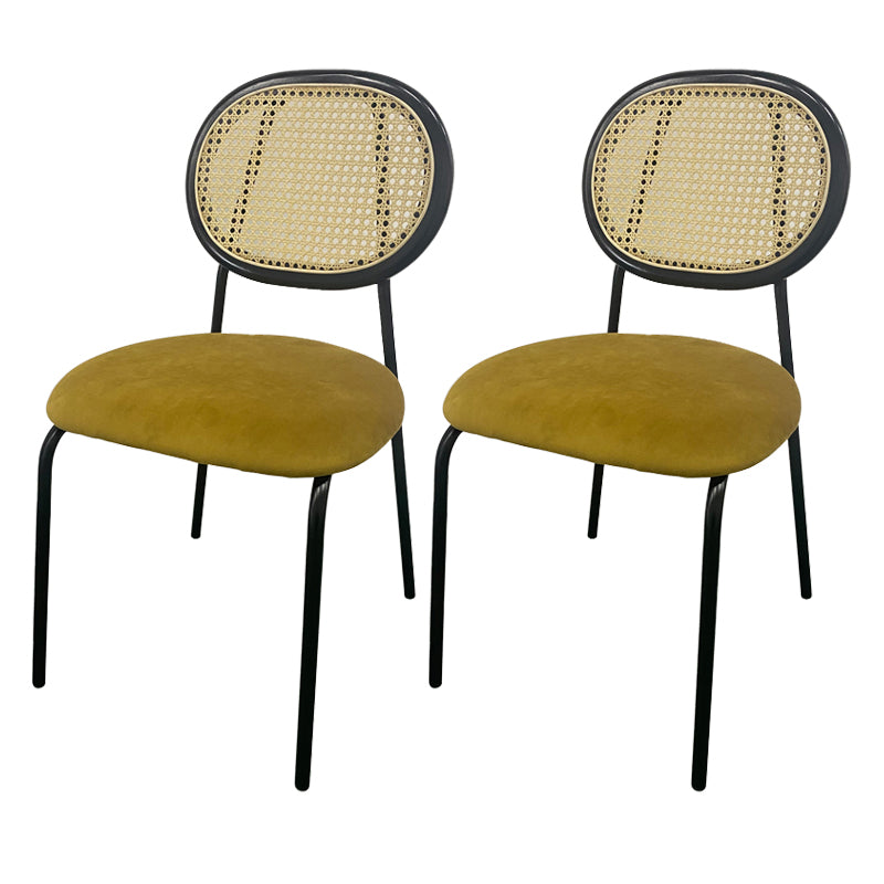 Upholstered Armless Dining Chairs Open Back Side Chair with Metal Legs