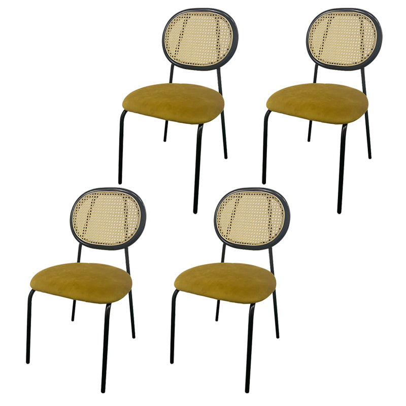 Upholstered Armless Dining Chairs Open Back Side Chair with Metal Legs