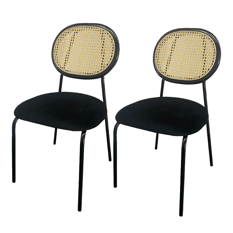 Upholstered Armless Dining Chairs Open Back Side Chair with Metal Legs