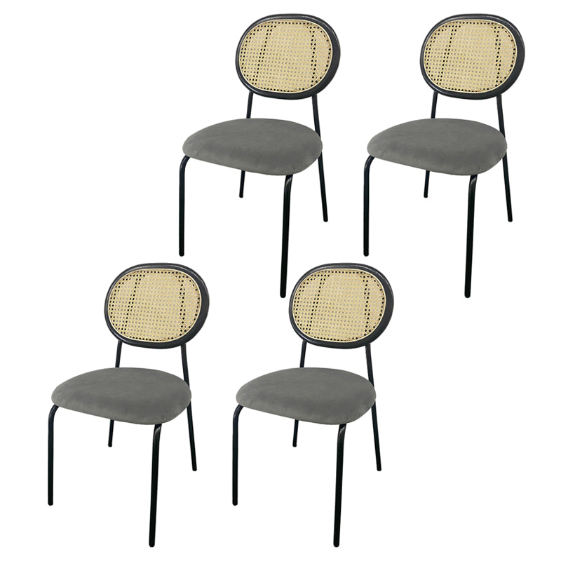 Upholstered Armless Dining Chairs Open Back Side Chair with Metal Legs