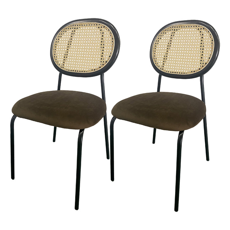 Upholstered Armless Dining Chairs Open Back Side Chair with Metal Legs
