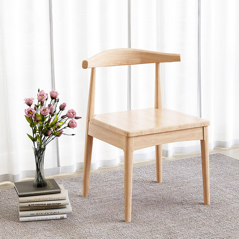 Scandinavian Dining Chair 17'' Wide Wood Dining Side Chair with Open Back for Home Use