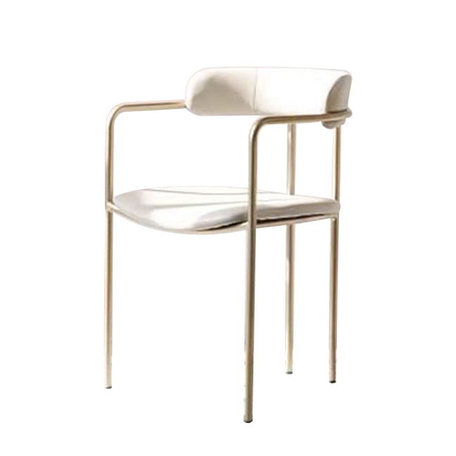 Contemporary Kitchen Dining Arm Chair Mental Opening Back Dining Arm Chair