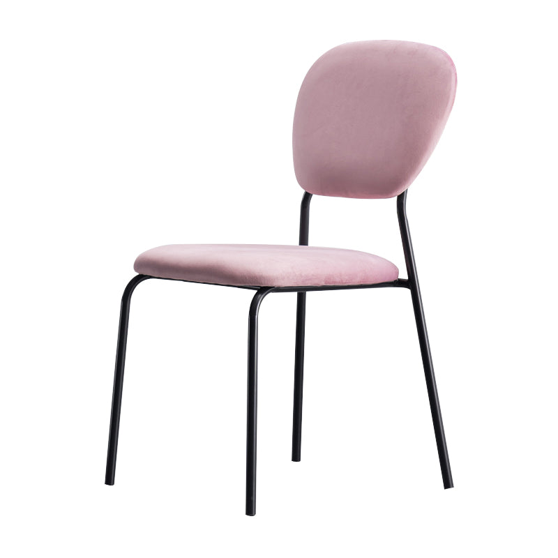 Chaise d'appoint rembourrée sans accoudoirs, chaises de salle à manger à dossier ouvert avec pieds en métal noir