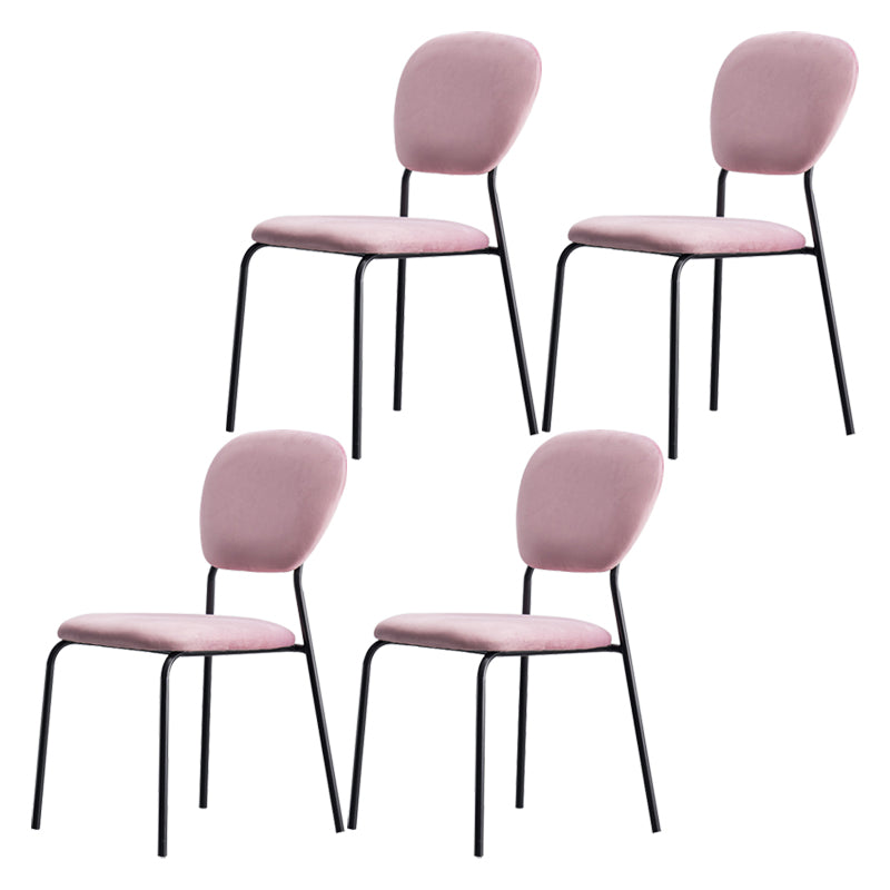 Chaise d'appoint rembourrée sans accoudoirs, chaises de salle à manger à dossier ouvert avec pieds en métal noir
