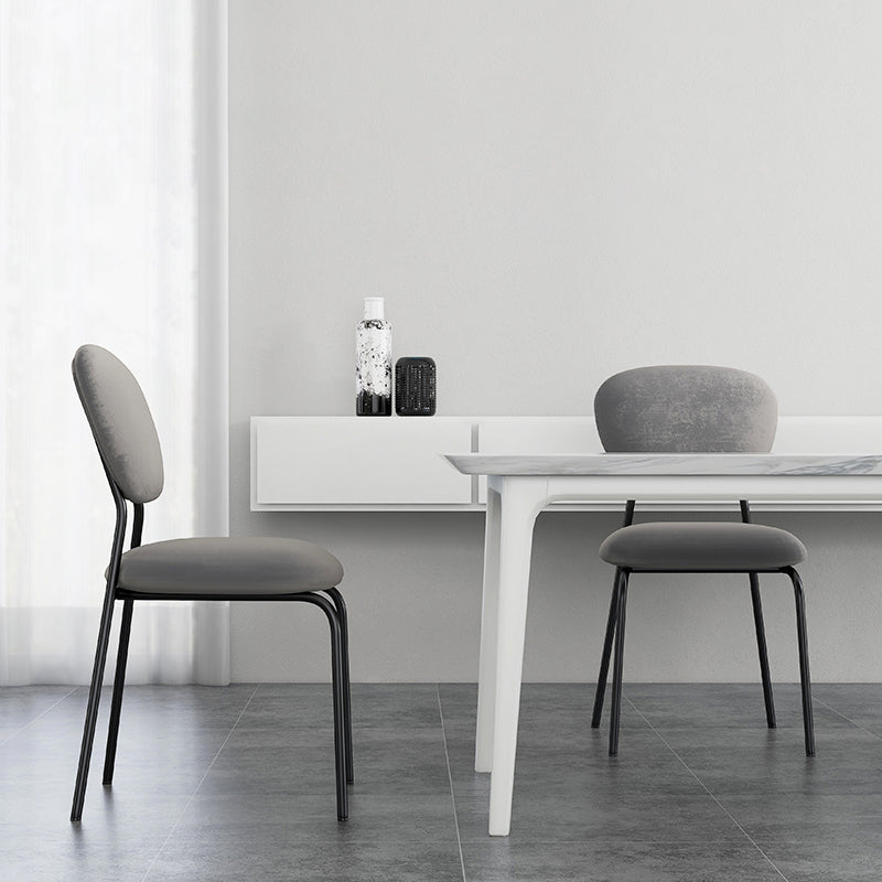 Chaise d'appoint rembourrée sans accoudoirs, chaises de salle à manger à dossier ouvert avec pieds en métal noir
