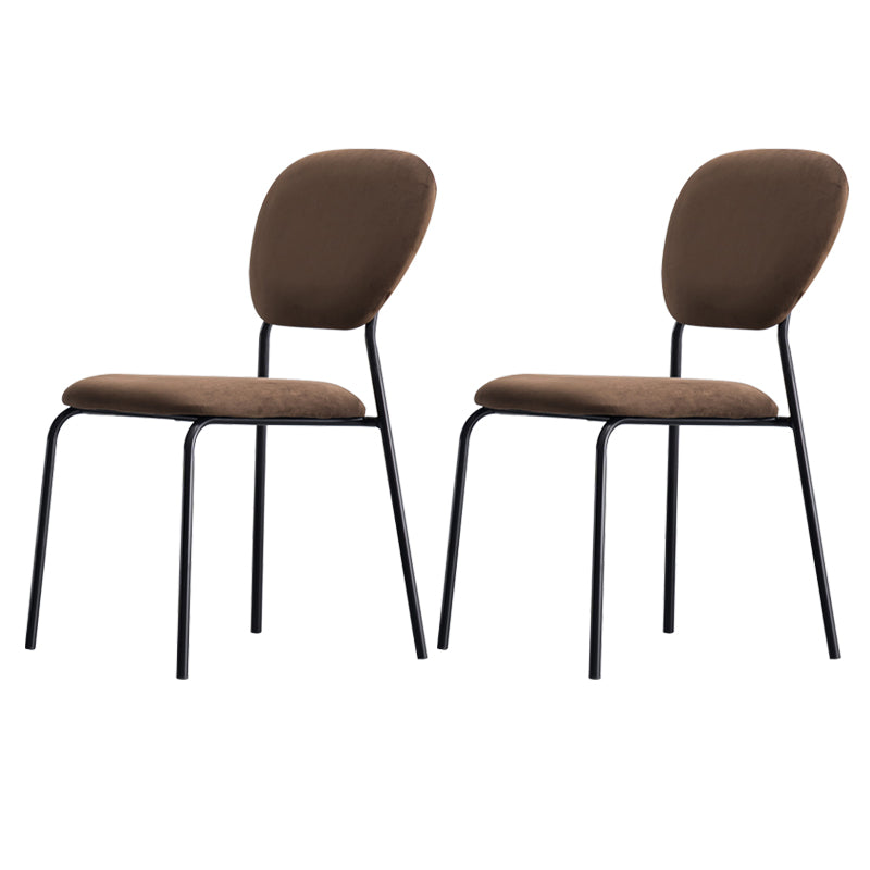 Chaise d'appoint rembourrée sans accoudoirs, chaises de salle à manger à dossier ouvert avec pieds en métal noir