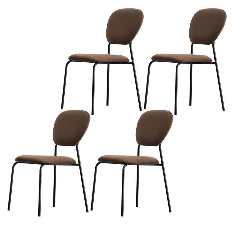 Chaise d'appoint rembourrée sans accoudoirs, chaises de salle à manger à dossier ouvert avec pieds en métal noir