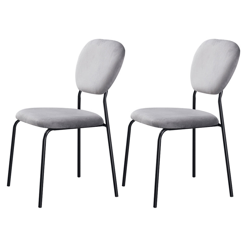 Chaise d'appoint rembourrée sans accoudoirs, chaises de salle à manger à dossier ouvert avec pieds en métal noir