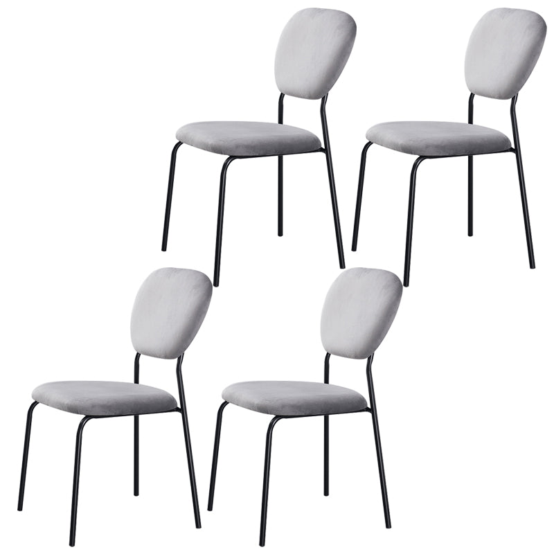 Chaise d'appoint rembourrée sans accoudoirs, chaises de salle à manger à dossier ouvert avec pieds en métal noir