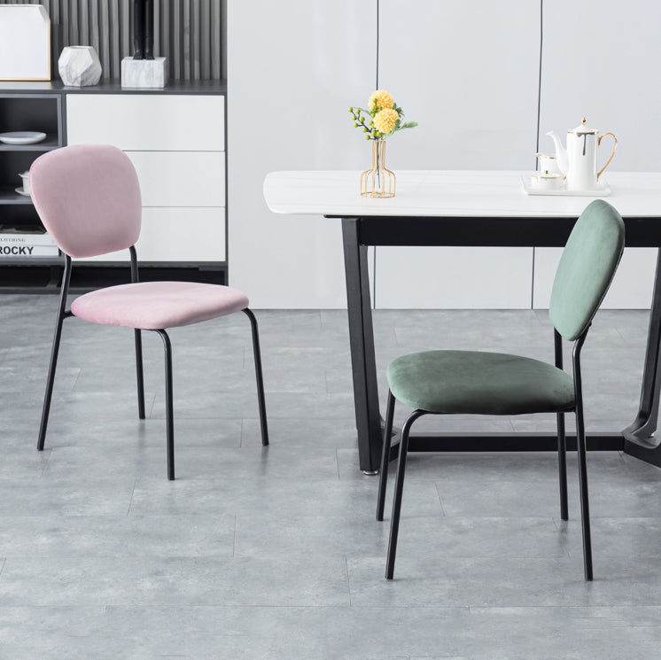 Chaise d'appoint rembourrée sans accoudoirs, chaises de salle à manger à dossier ouvert avec pieds en métal noir