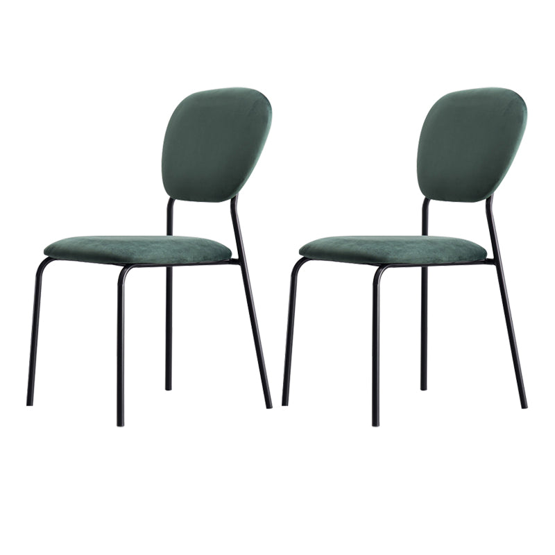 Chaise d'appoint rembourrée sans accoudoirs, chaises de salle à manger à dossier ouvert avec pieds en métal noir