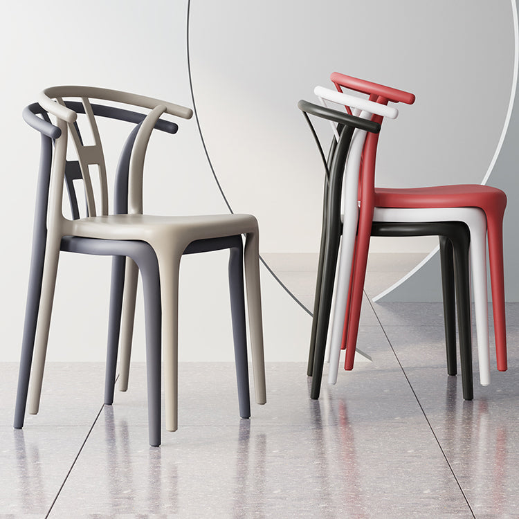 Plastic Side Chair Contemporary Style Multicolor Armless Chair for Dining Room