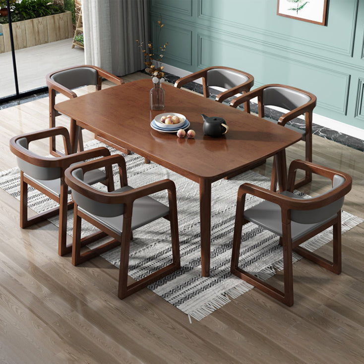 Wood Contemporary Style Indoor with Arm Chair Open Back Dining Side Chairs