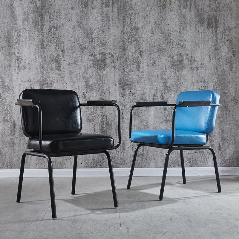 Industrial Style Metal Matte Finish Dinning Arm Chair Open Back Dining Chair