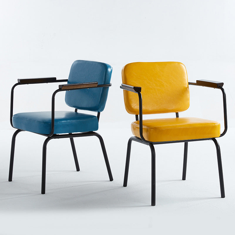 Industrial Style Metal Matte Finish Dinning Arm Chair Open Back Dining Chair