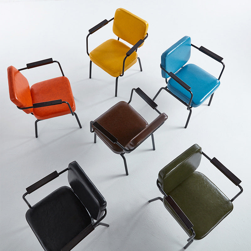 Industrial Style Metal Matte Finish Dinning Arm Chair Open Back Dining Chair