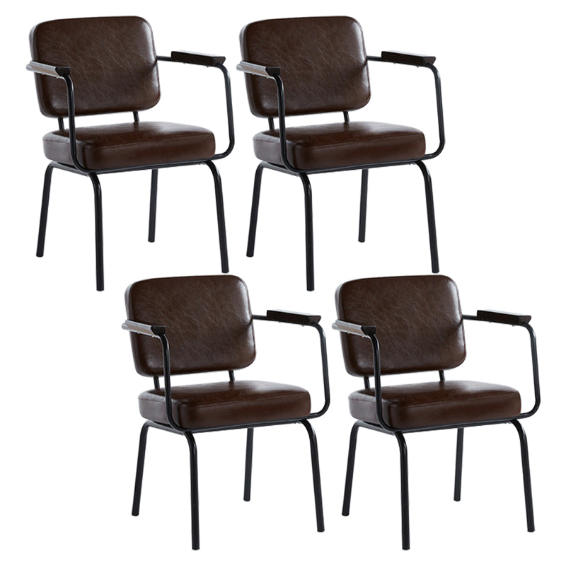 Industrial Style Metal Matte Finish Dinning Arm Chair Open Back Dining Chair