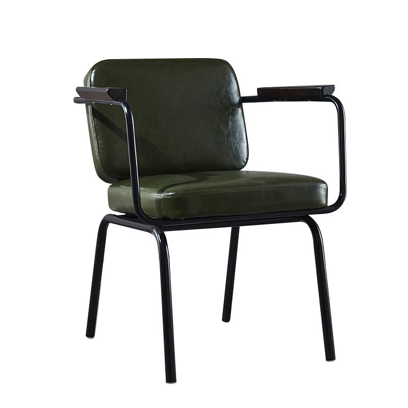 Industrial Style Metal Matte Finish Dinning Arm Chair Open Back Dining Chair