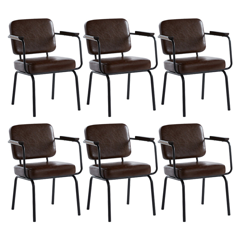 Industrial Style Metal Matte Finish Dinning Arm Chair Open Back Dining Chair