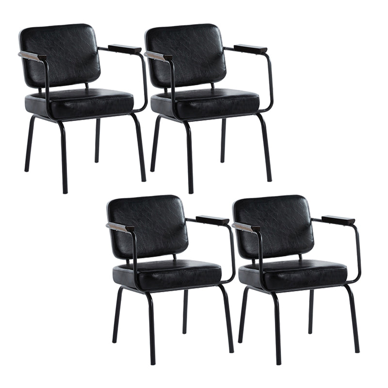Industrial Style Metal Matte Finish Dinning Arm Chair Open Back Dining Chair