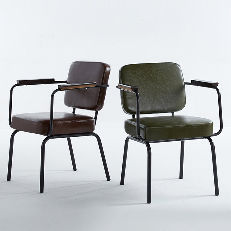 Industrial Style Metal Matte Finish Dinning Arm Chair Open Back Dining Chair