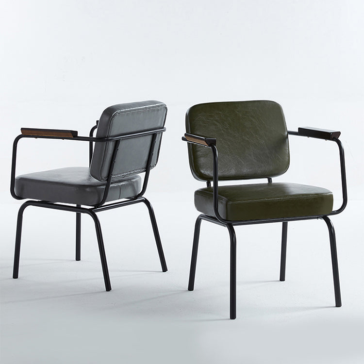 Industrial Style Metal Matte Finish Dinning Arm Chair Open Back Dining Chair