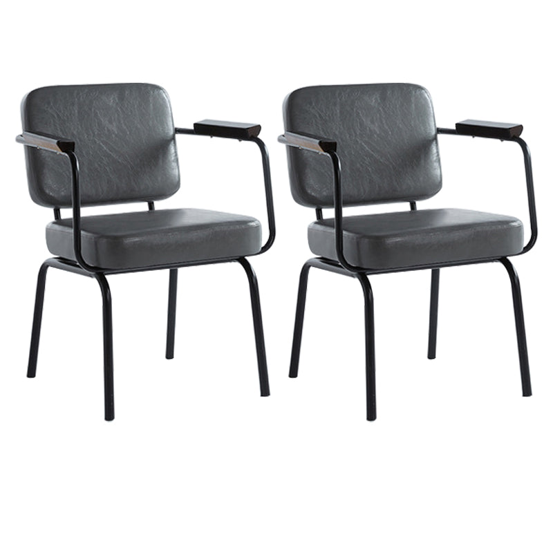 Industrial Style Metal Matte Finish Dinning Arm Chair Open Back Dining Chair