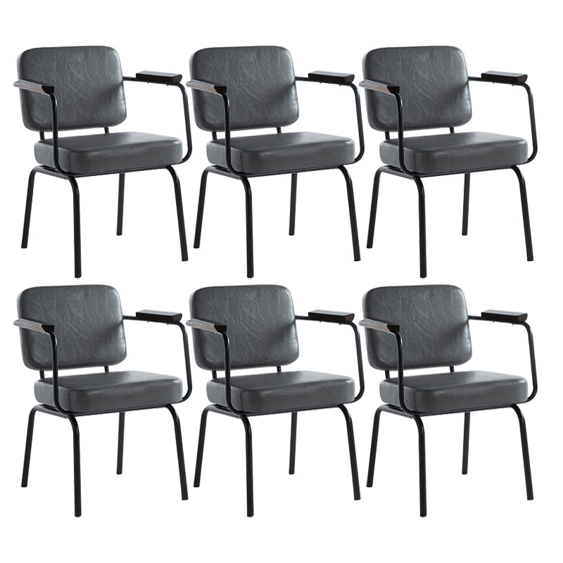 Industrial Style Metal Matte Finish Dinning Arm Chair Open Back Dining Chair