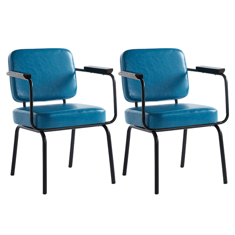 Industrial Style Metal Matte Finish Dinning Arm Chair Open Back Dining Chair