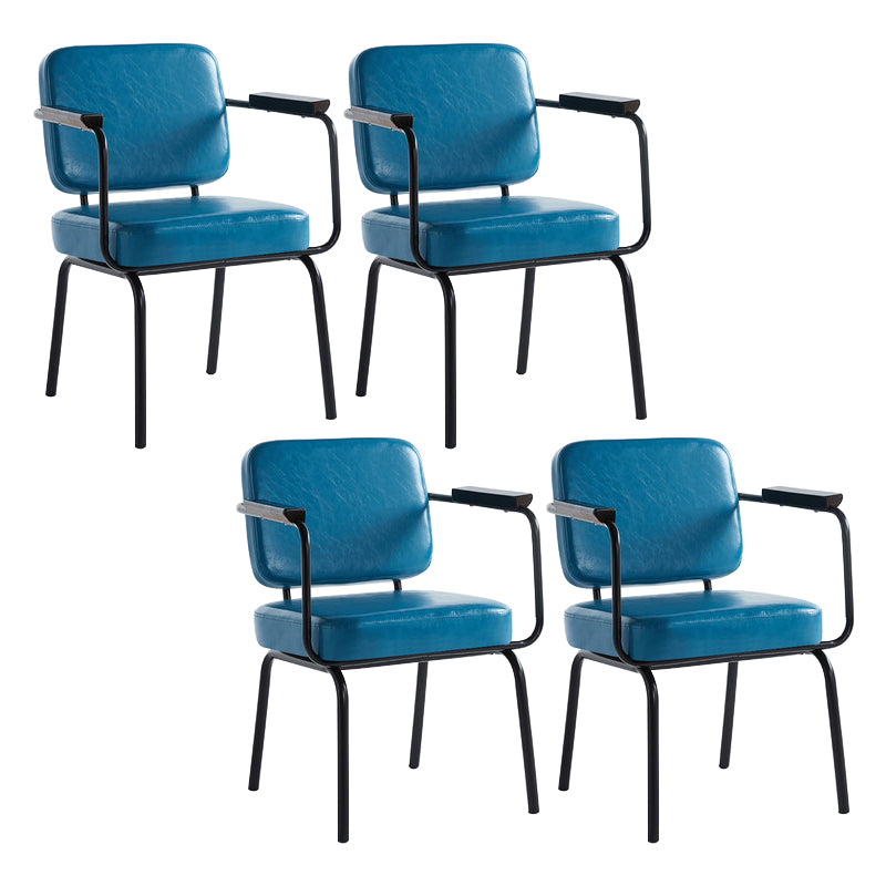 Industrial Style Metal Matte Finish Dinning Arm Chair Open Back Dining Chair