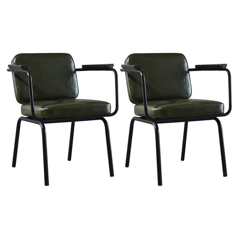 Industrial Style Metal Matte Finish Dinning Arm Chair Open Back Dining Chair