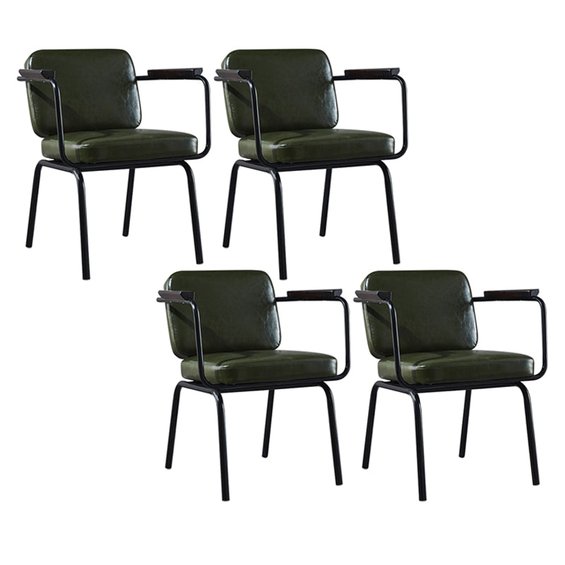 Industrial Style Metal Matte Finish Dinning Arm Chair Open Back Dining Chair