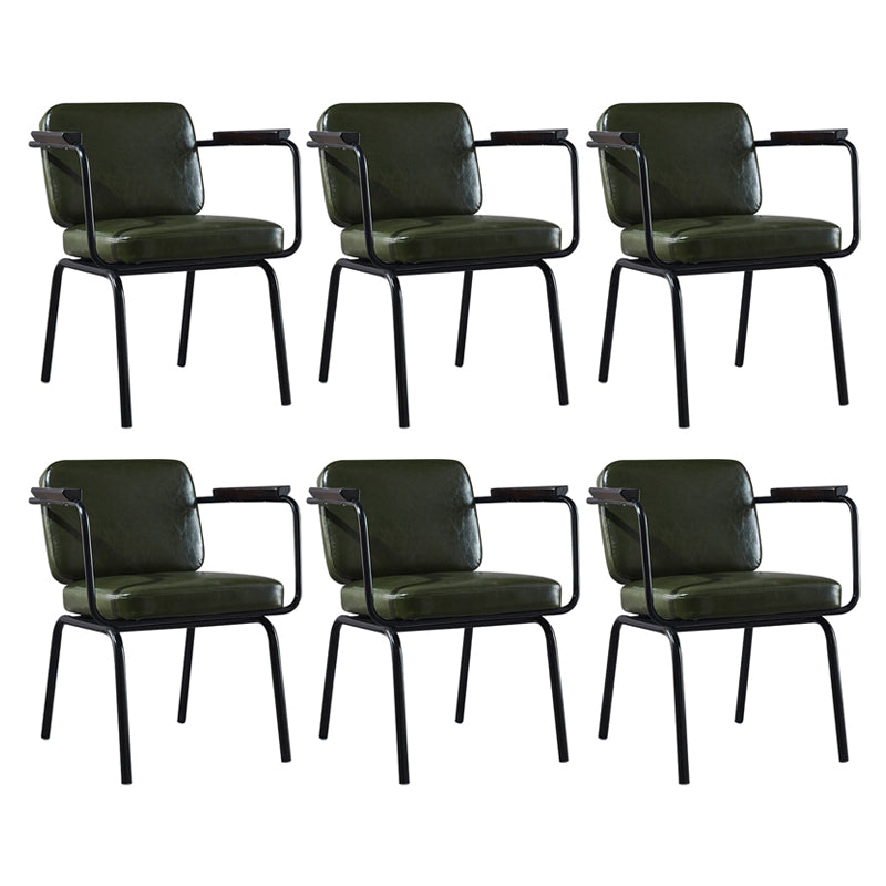 Industrial Style Metal Matte Finish Dinning Arm Chair Open Back Dining Chair