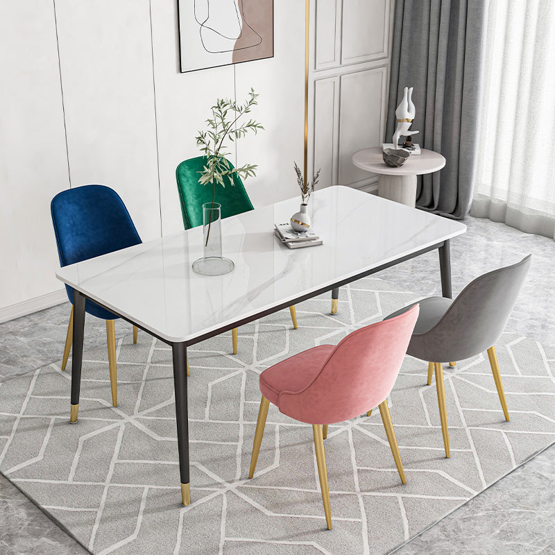 Chaise de salle à manger à dossier solide mental moderne, chaise de cuisine dorée à manger