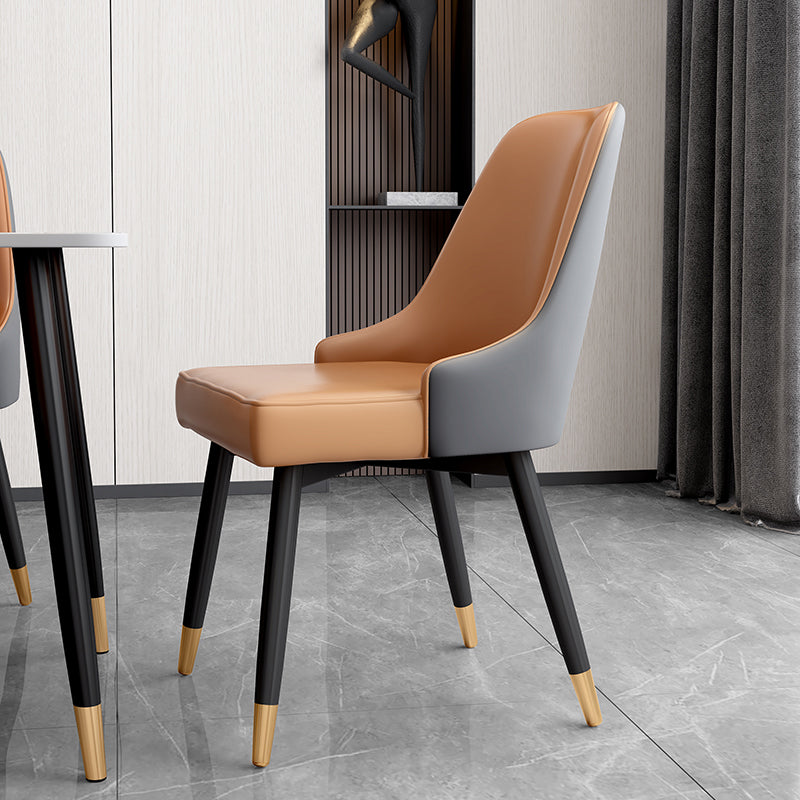 Chaise de salle à manger à dossier solide mental moderne, chaise de cuisine dorée à manger