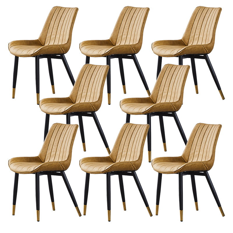 Contemporary Kitchen Dining Side Chair Leather Solid Back Chairs with Metal Legs