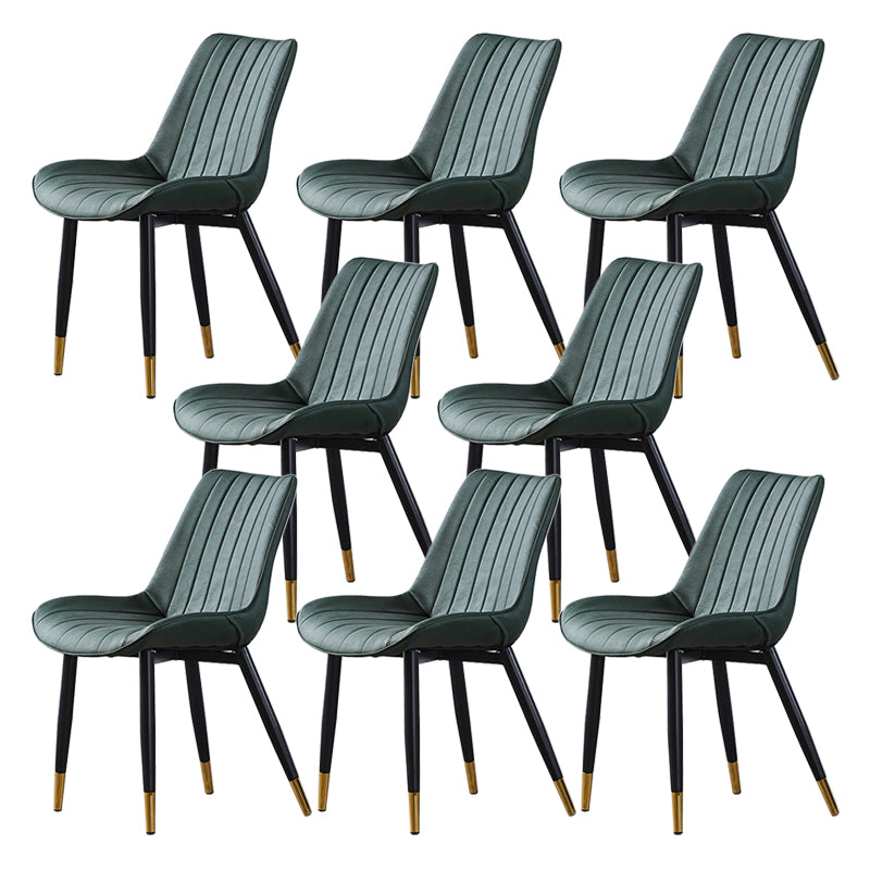 Contemporary Kitchen Dining Side Chair Leather Solid Back Chairs with Metal Legs